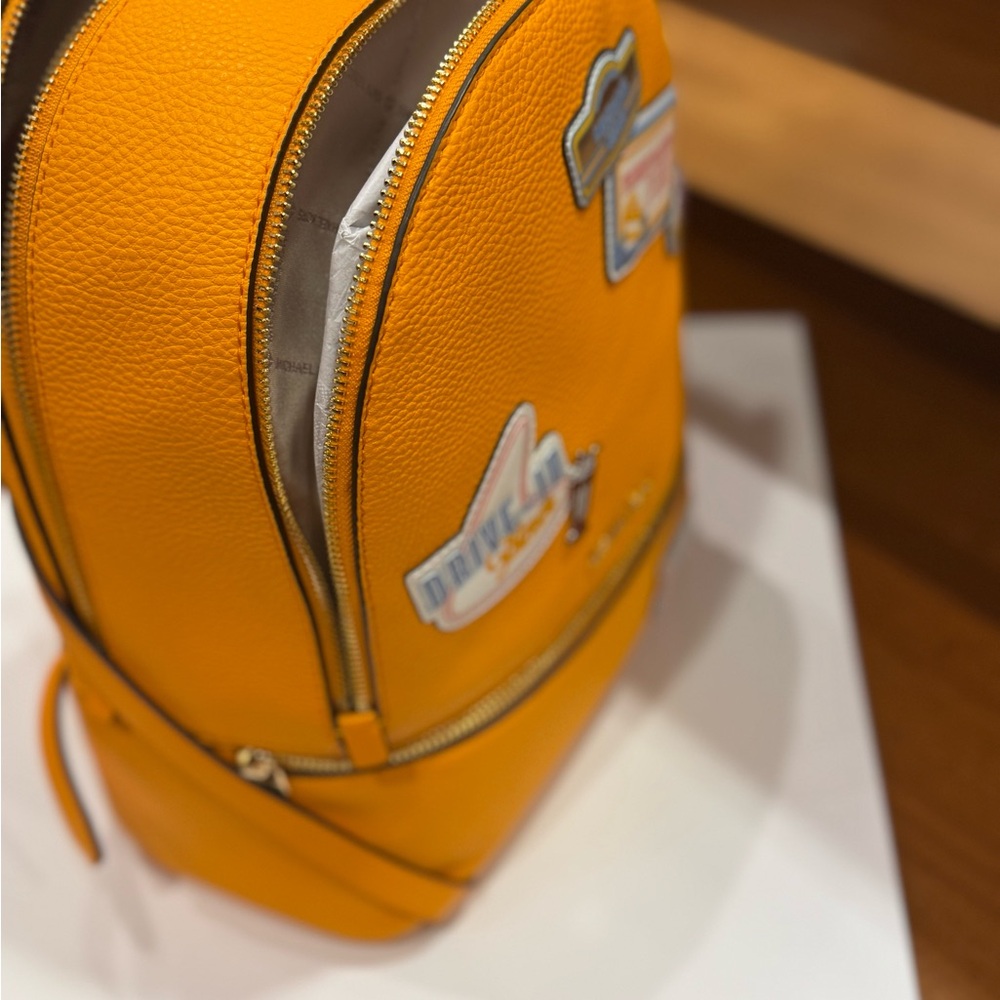 Michael Kors RHEA EMBELLISHED Vibrant Orange Backpack - Picture 11 of 14